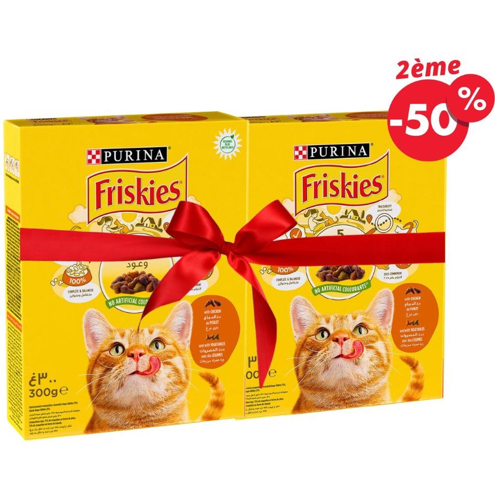 [730005] Croquettes pour Chat au Poulet & Légumes Friskies 300g le 2ème à -50%