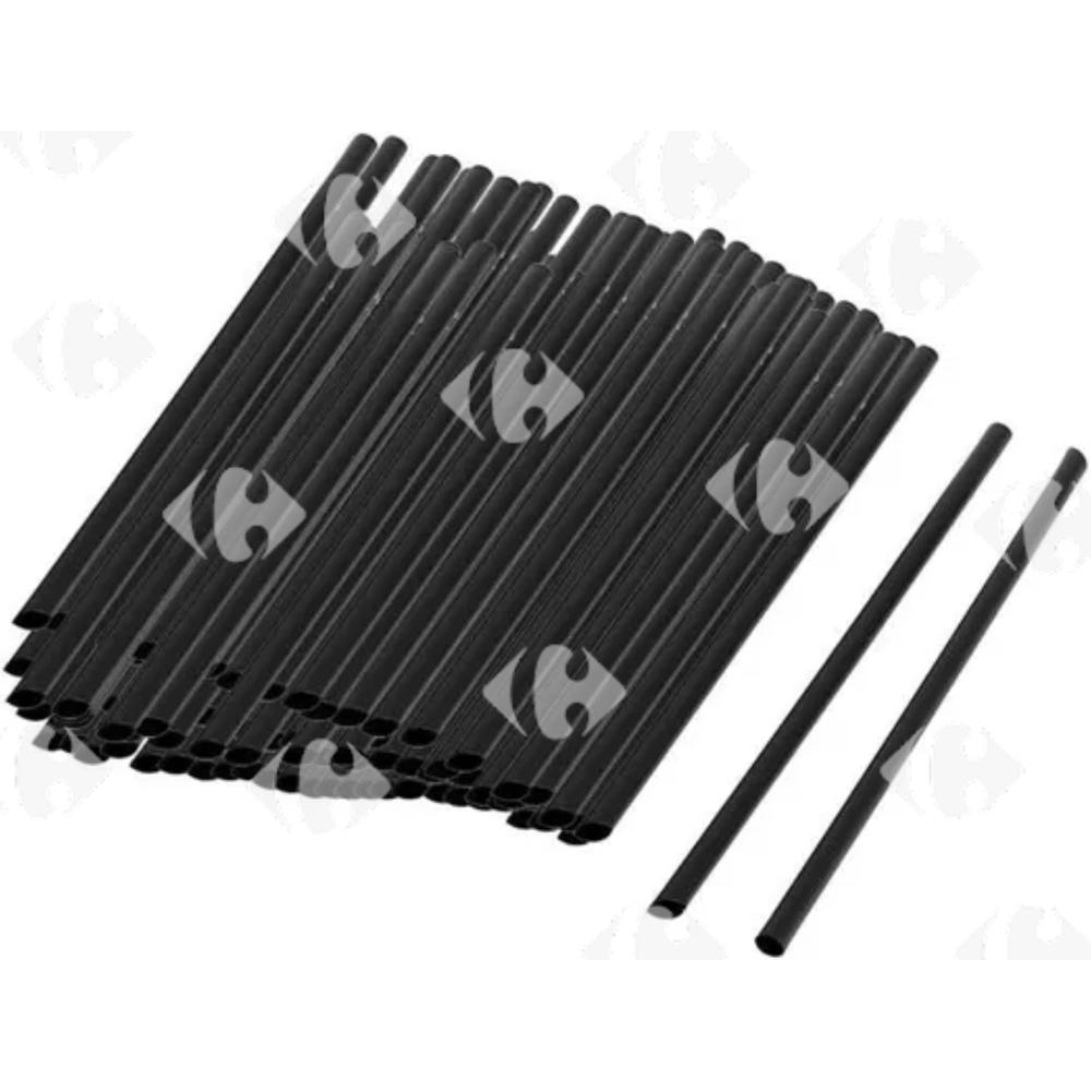 [693957] Paille en Plastique Noir 50 pièces.