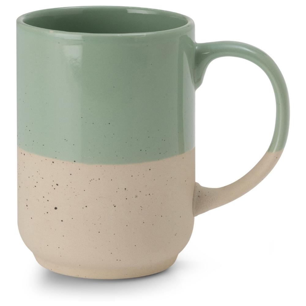 [722060] Mug en Porcelaine Vert Beige Kasa 50 cl