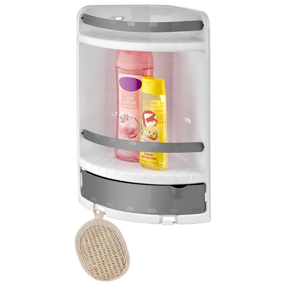 Support d'Angle Salle de Bain en Plastique 26x40 cm