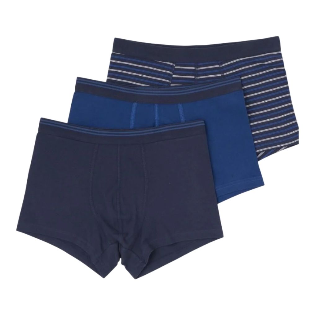 [701845] Lot 3 Boxers Homme Rayés Marine
