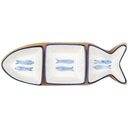 Coupelle en Porcelaine Poisson avec Support en Bois Kasa 4Pièces