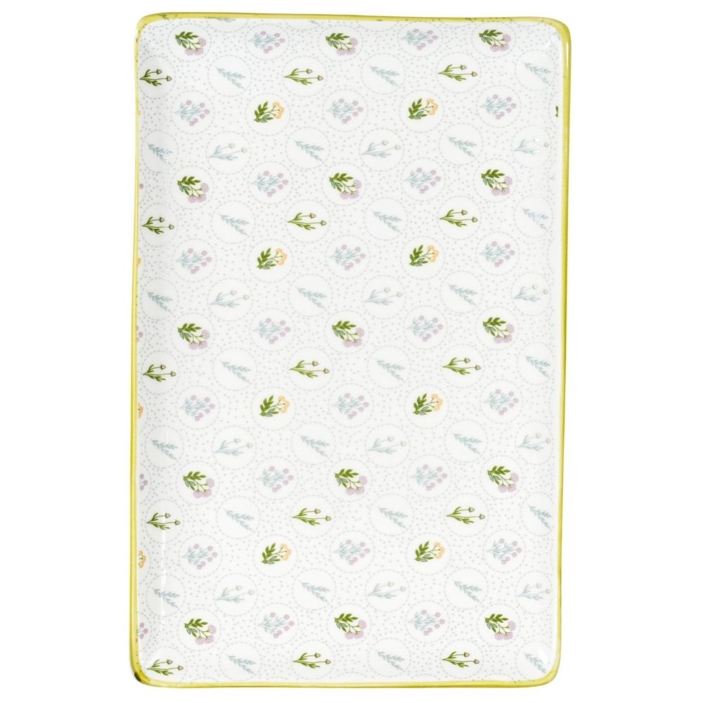 [730641] Plat Rectangulaire Kasa en Porcelaine Vert Campestre 25x16cm