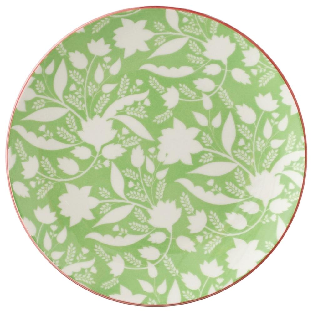 Assiette Porcelaine Ronde Mumbai Vert Kasa 15.6cm