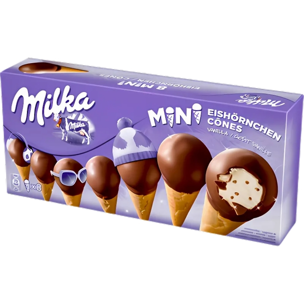 Pack Mini Cornets Vanille Choco Milka 25ml 8 unités