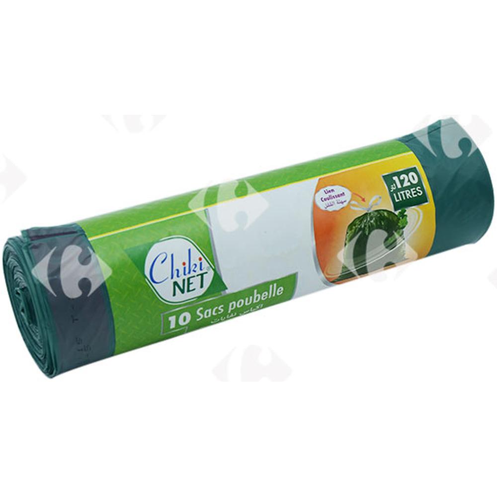 [634561] Sac Poubelle Lien Coulissant 120L Chikinet 10 unités