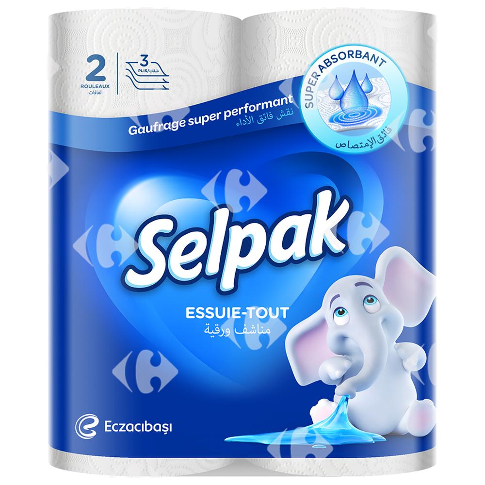 [562486] Essuie-Tout Super Absorbant 3 Plis Selpak 2 unités