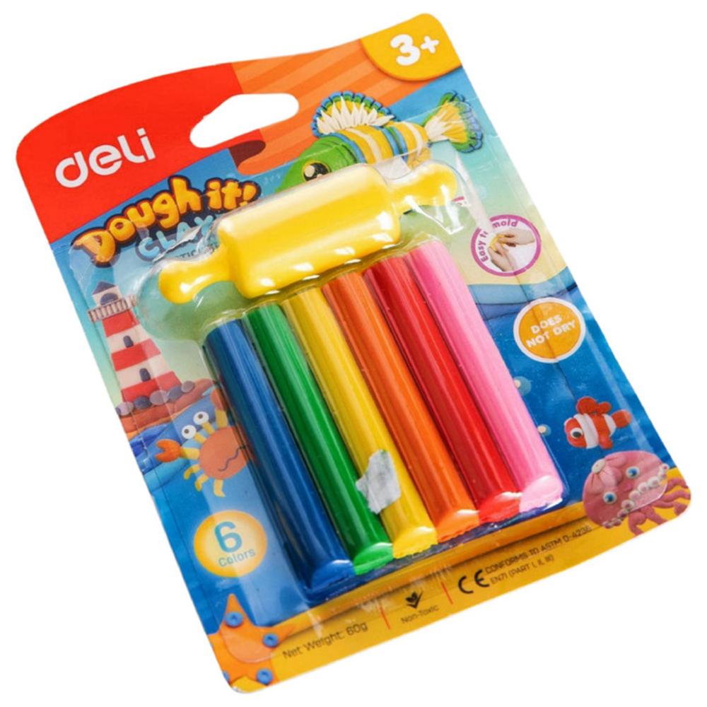 [631854] Pâte à Modeler Deli Plasticine 6 couleurs