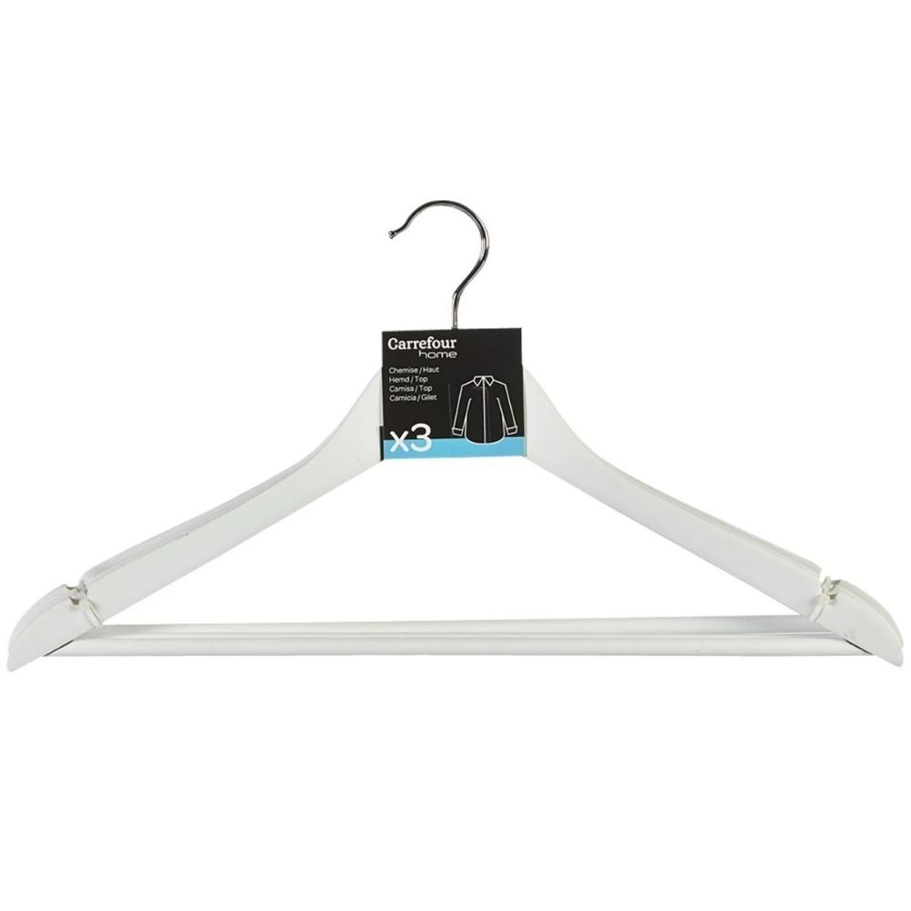 Cintre en Bois Blanc Carrefour Home 3 pièces
