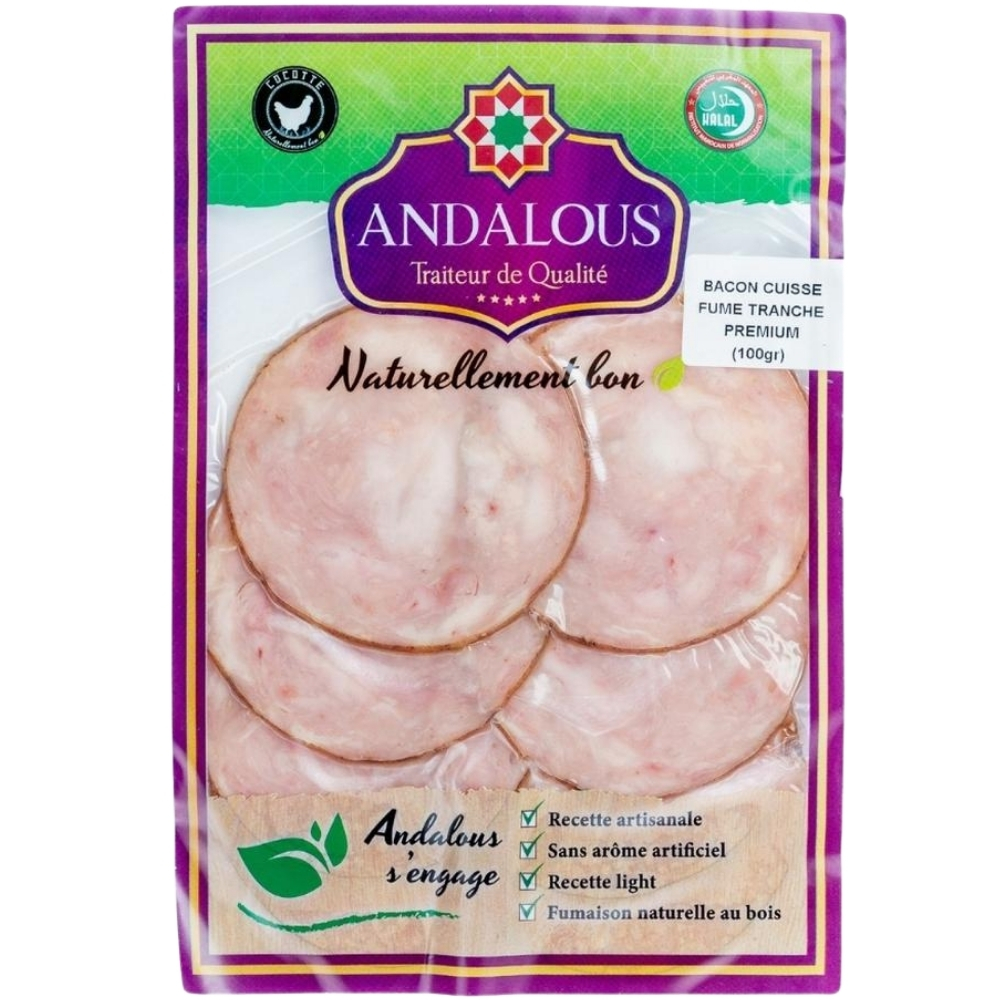 [706472] Bacon Cuisse de Poulet Fumé en Tranches - Charcuterie - Andalous 100g