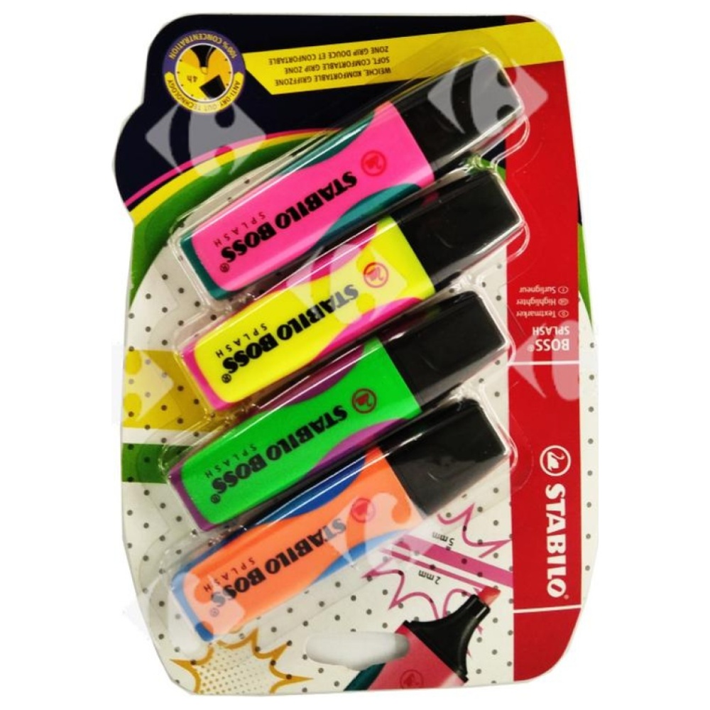 [685785] Surligneur Assortis Boss Splash Stabilo 4 unités