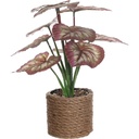 Pot Jute Feuilles Roses Artificielles Kasa 30cm