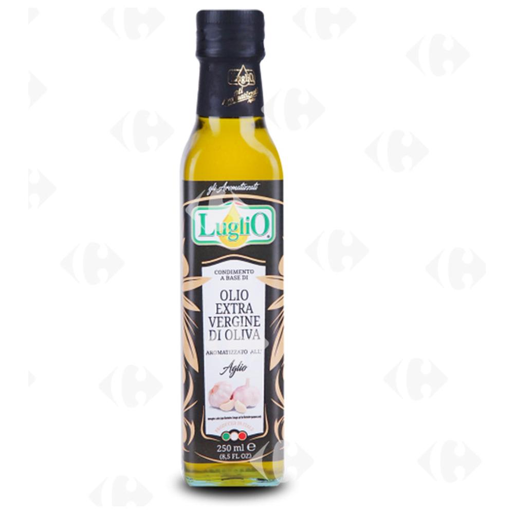 Huile d'Olive Extra Aromatisée Ail Luglio 250ml.