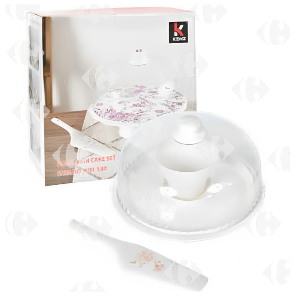 [708106] Porte-gâteaux à Pied en Porcelaine avec Pelle et Cloche 28cm