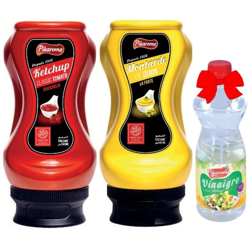 [732233] Lot Ketchup 240ml+ Moutarde 240ml + Vinaigre 50cl Gratuit Pikarome