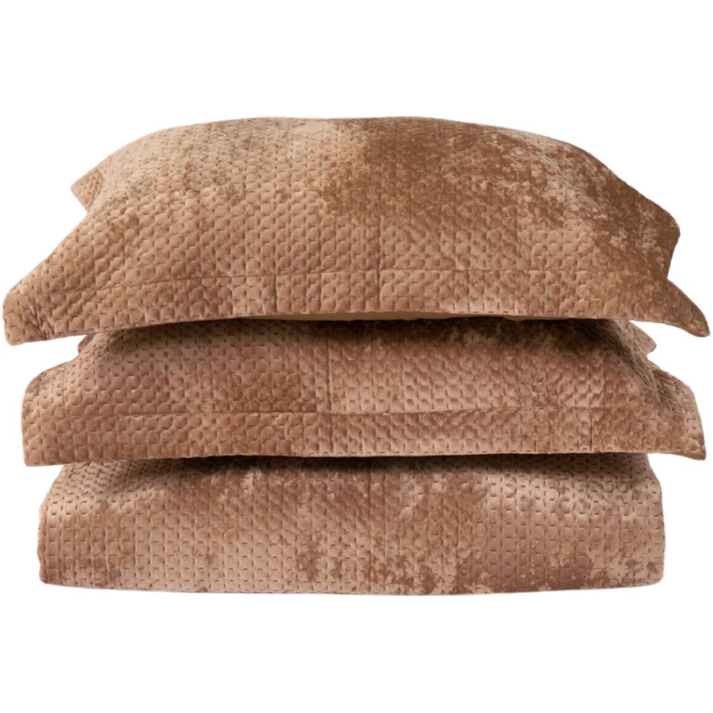 [703175] Couvre-lit en Velours avec 2 Taies d'Oreiller Beige
