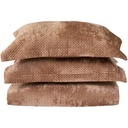 Couvre-lit en Velours avec 2 Taies d'Oreiller Beige