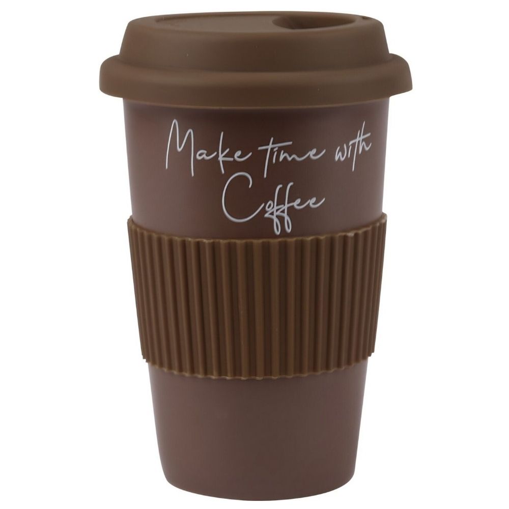 Gobelet Kasa en Porcelaine Bordeaux avec Couvercle en Silicone 37cl