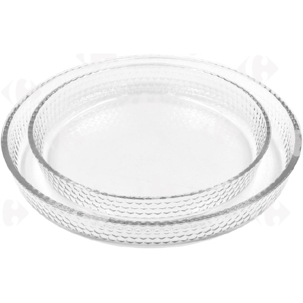 [691709] Set de 2 Plats à four Rectangulaire Rond en Verre 40x20cm