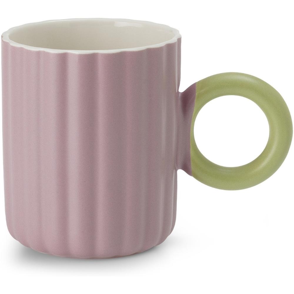[722066] Mug Porcelaine Lilas avec Manche Anneau Vert Kasa 38 cl