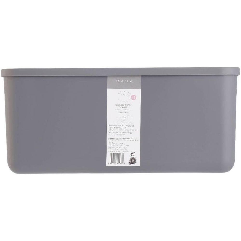 [723028] Boîte de Rangement Grise avec Couvercle Kasa 36x26x16cm