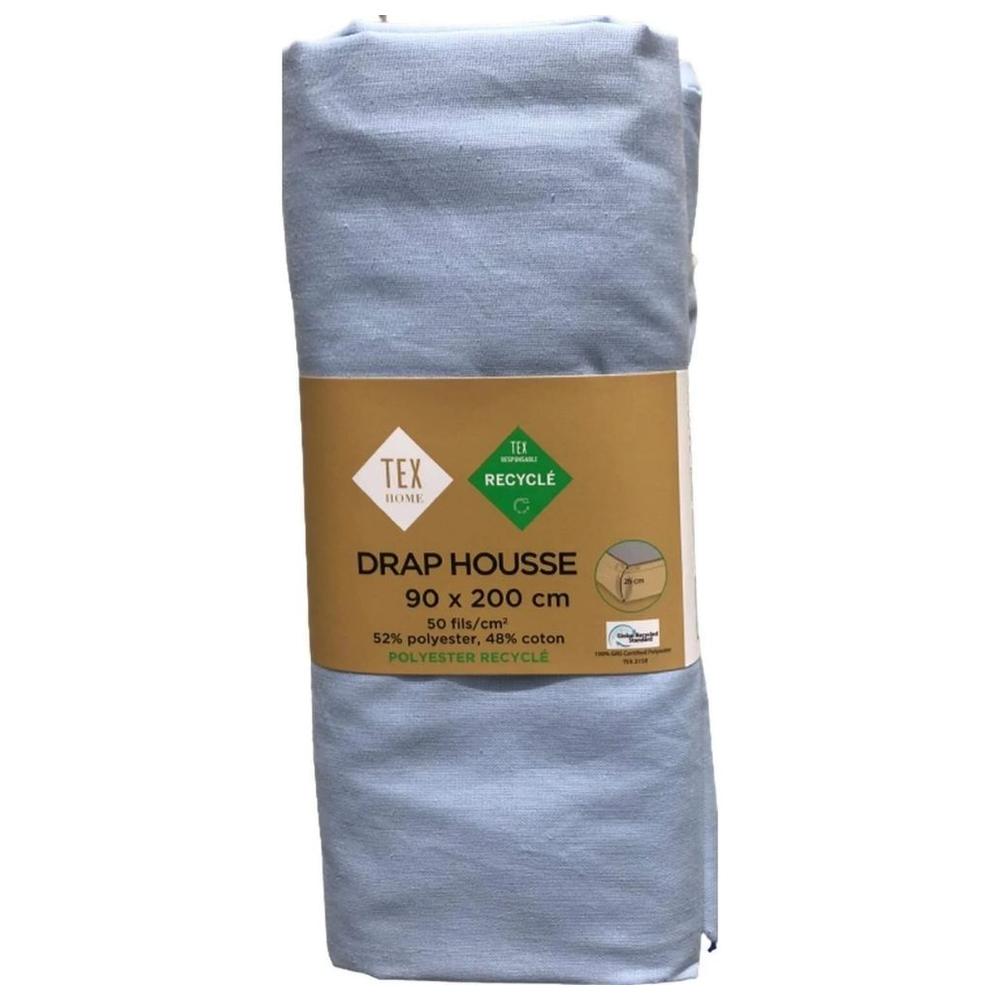 Drap Housse Bleu Tex Home 90x200 cm