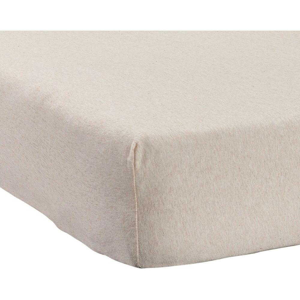 Drap Housse Beige 100% Coton Uni Jersey Tex Home 140x200 cm
