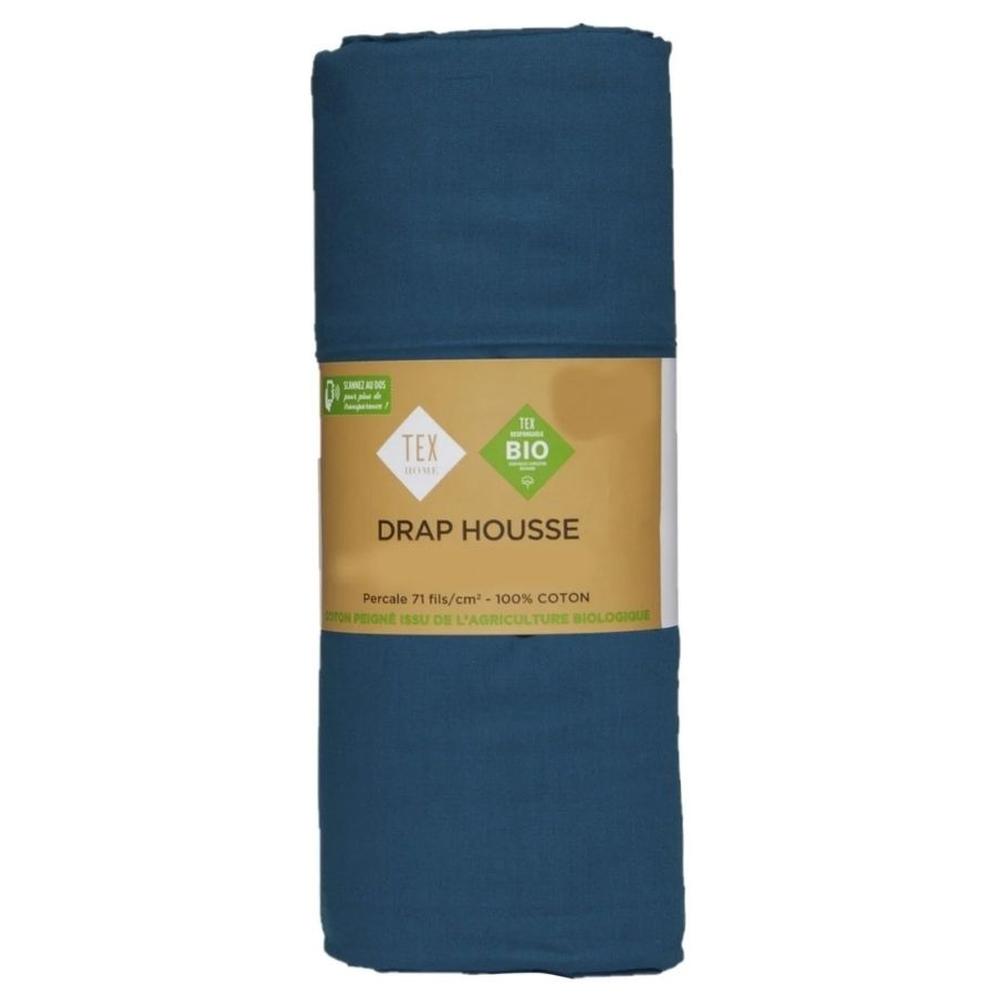 Drap Housse Percal Bleu Tex Home 160x200 cm