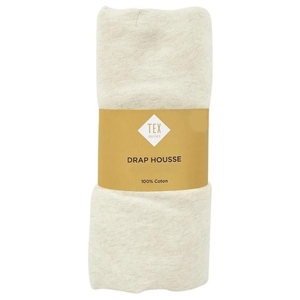 [703095] Drap Housse Beige 100% Coton Uni Jersey Tex Home 160x200 cm