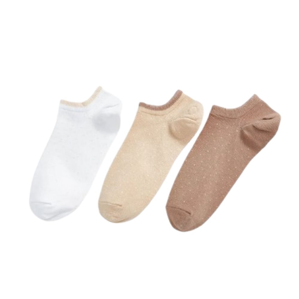 [719540] Socquettes Femme écru/Rose Tex 3 pièces