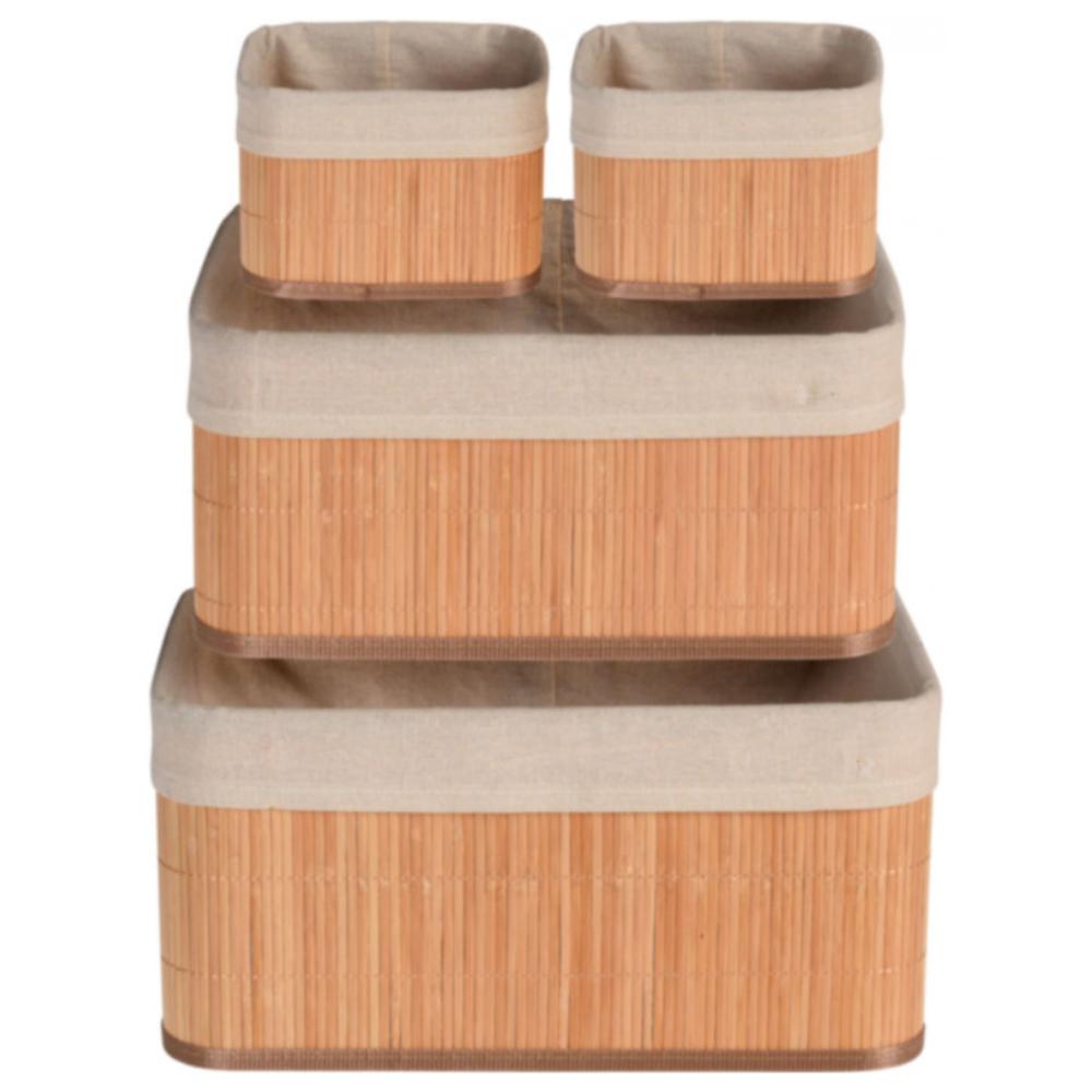 [683763] Set Panier de Rangement en Bambou 4 unités.
