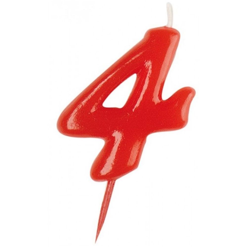 [574516] Bougie Anniversaire Rouge Numéro 4