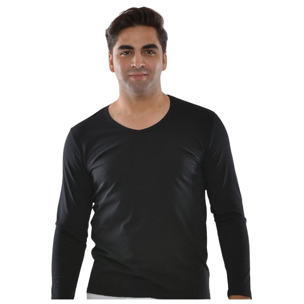 [674809] Pull Homme à Manches Longues Col V Noir - Taille L