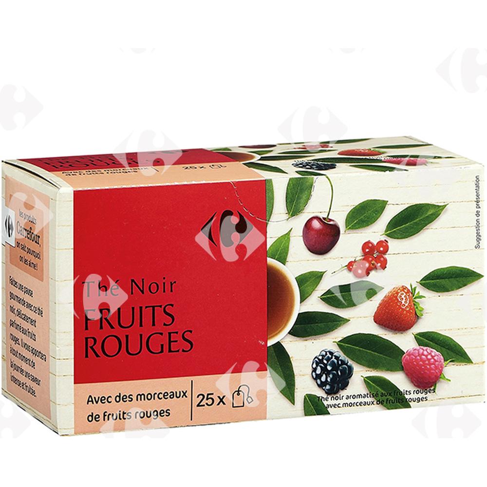 [626897] Thé Noir Aromatisé aux Fruits Rouges Carrefour 25 sachets