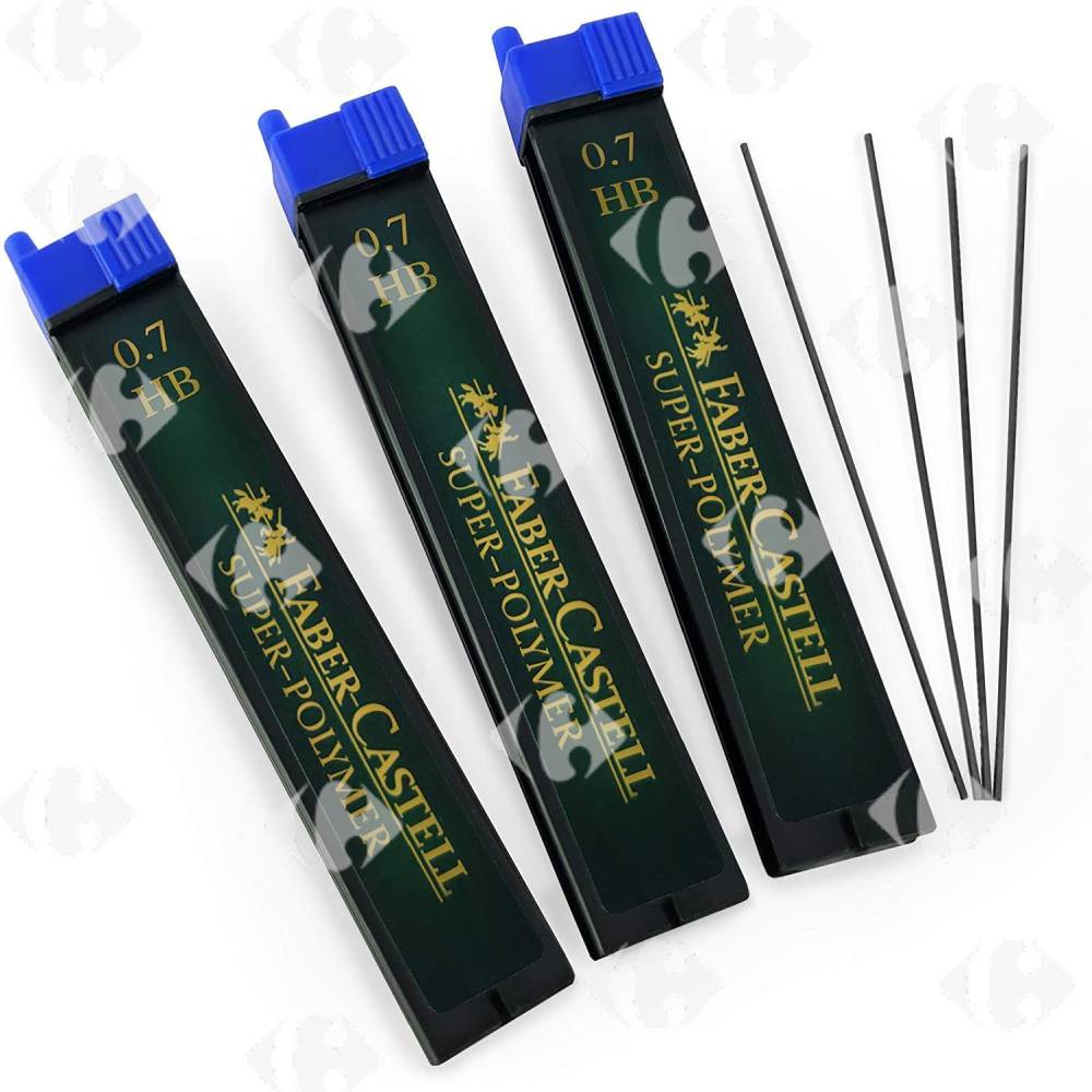 Tube Mines Super-Polymère Faber Castell 0,7 HB 3 unités