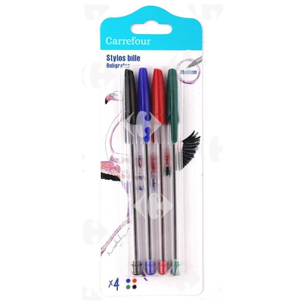 [616076] Stylo à Bille Assortis Carrefour 4 unités