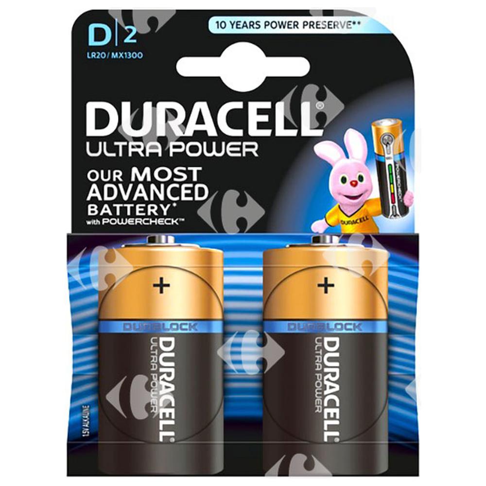 [575216] Piles D2 Ultra Power Duracell 2 unités