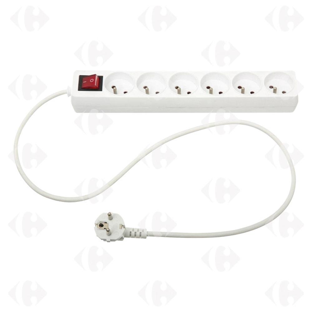[408543] Multiprises 6X2P Interrupteur Blanc Ingelec