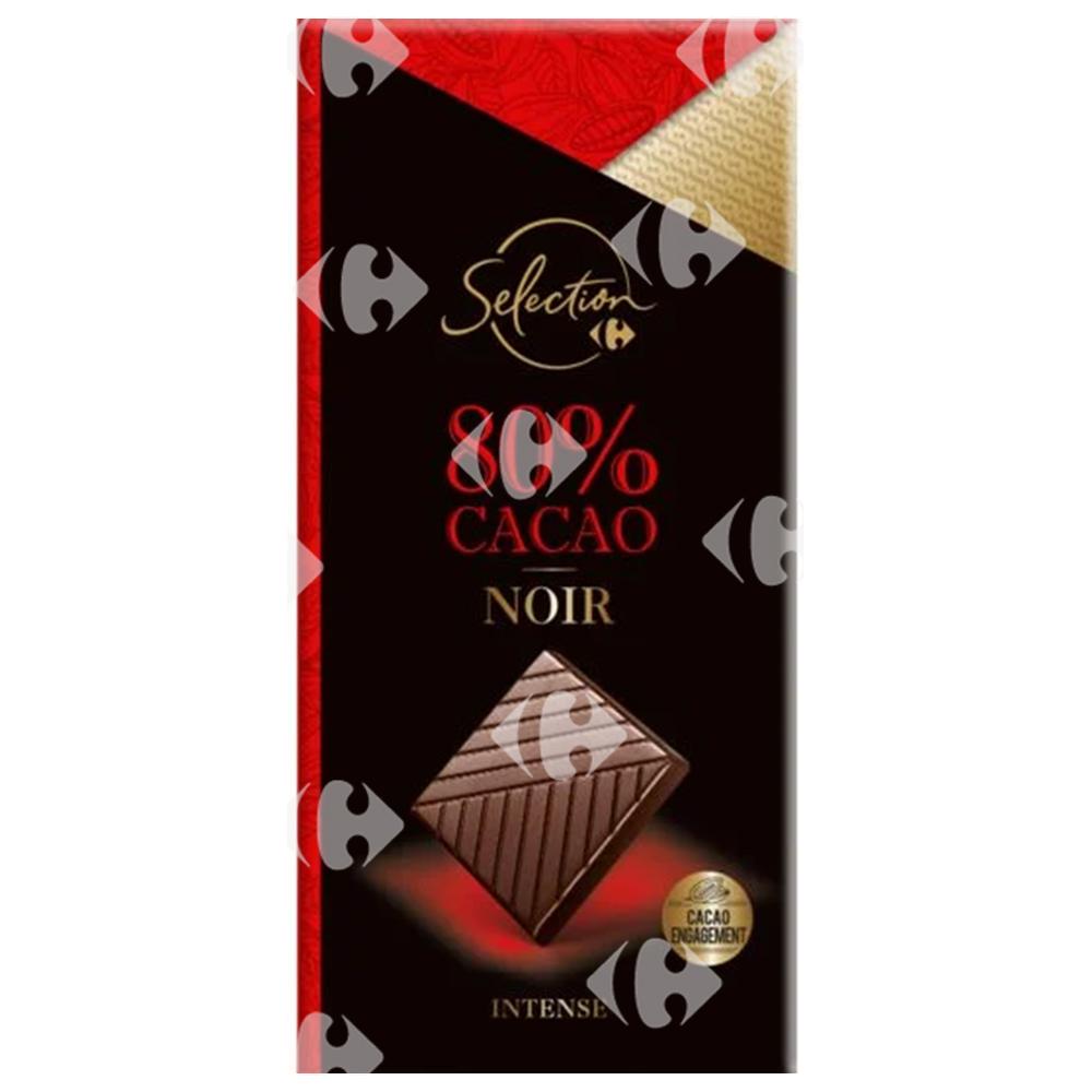 [441609] Tablette de Chocolat Noir 80% Carrefour Sélection 80g