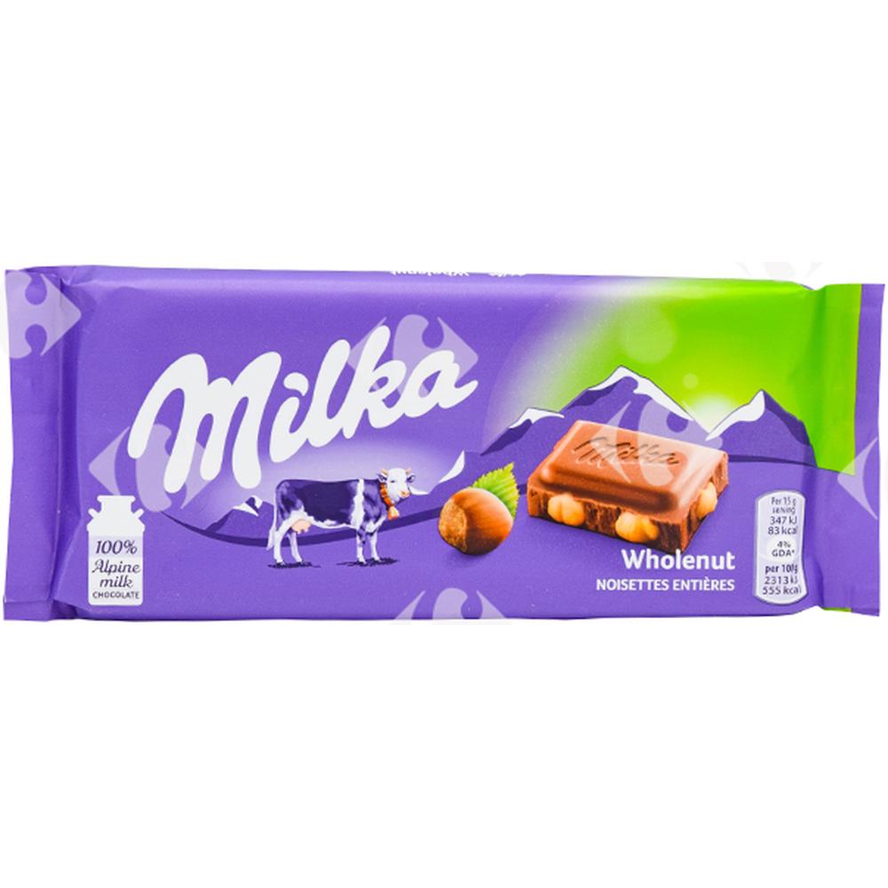 [624068] Tablette de Chocolat au Lait aux Noisettes Milka 90g