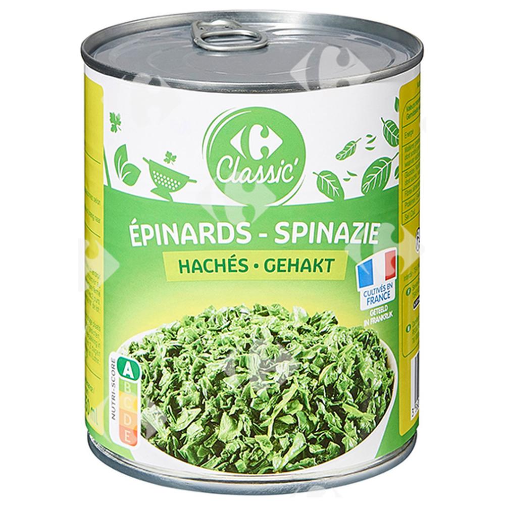 Conserve d'Épinards Hachés Carrefour 795g