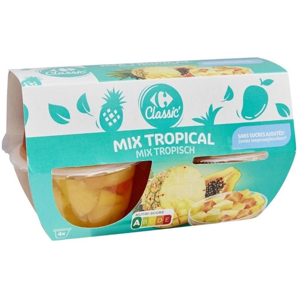 [704798] Fruits au Sirop Mix Tropical Carrefour Classic 4x70g
