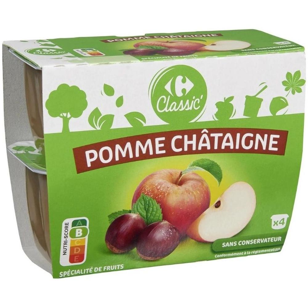 [704839] Compote Pommes Châtaigne Carrefour Classic 4x100g