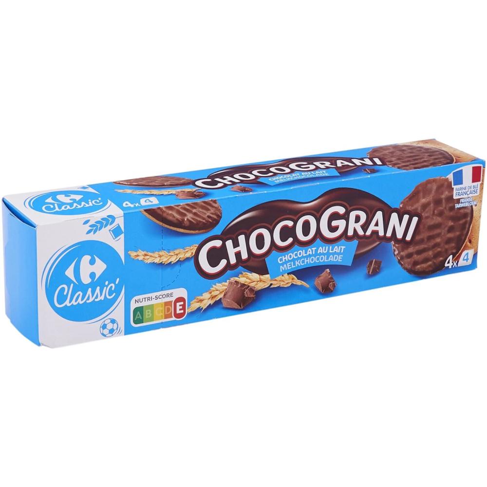 [565472] Biscuits Nappés Céréales Chocolat Lait Carrefour Classic 200g