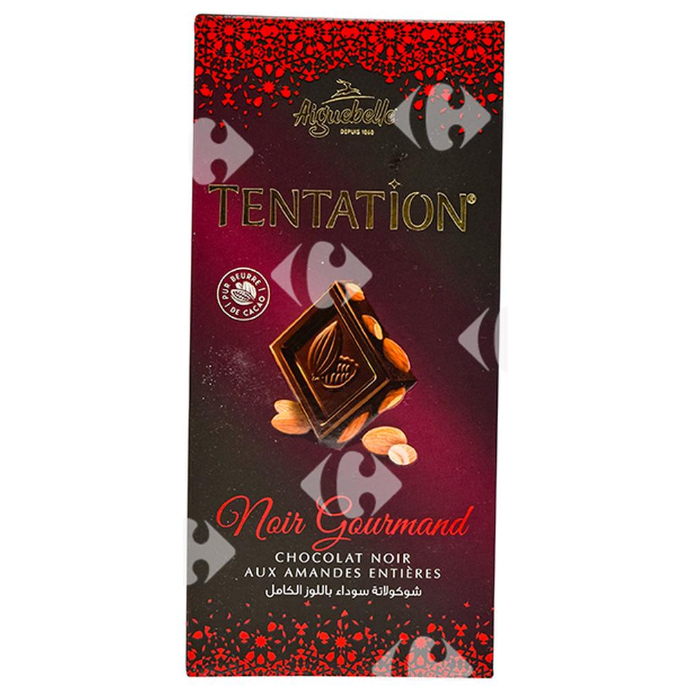Tablette de Chocolat Noir Gourmand aux Amandes Entières Tentation Aiguebelle 150g