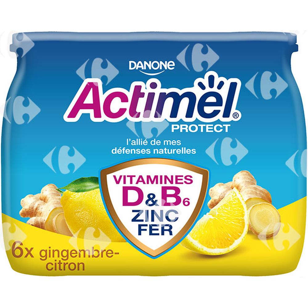 [673525] Yaourt à boire Citron et Gingembre Protect Actimel 6x100g