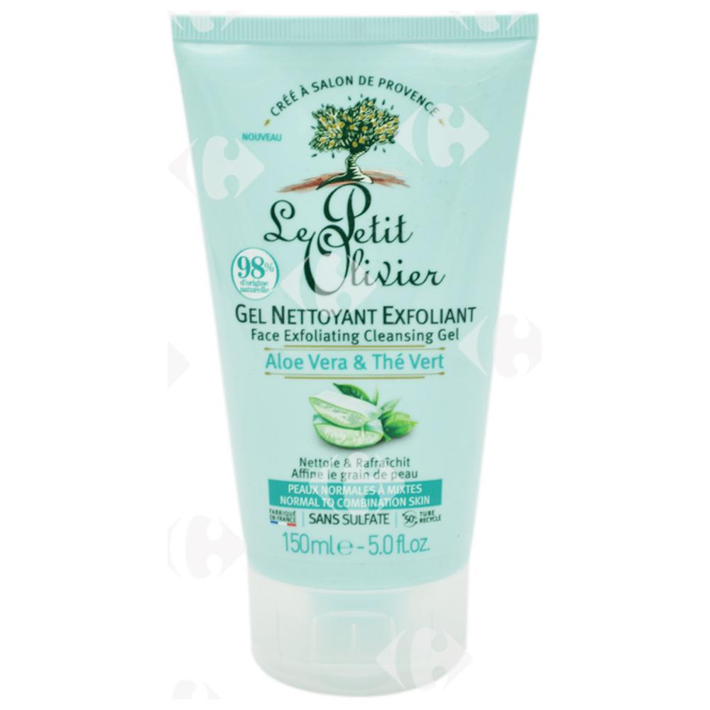 Gel nettoyant exfoliant Aloe Vera Thé Vert Le Petit Olivier 150ml