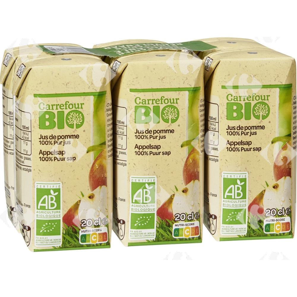 [534411] Jus de Pomme Bio 100% Pur Jus Carrefour Bio 6x20cl