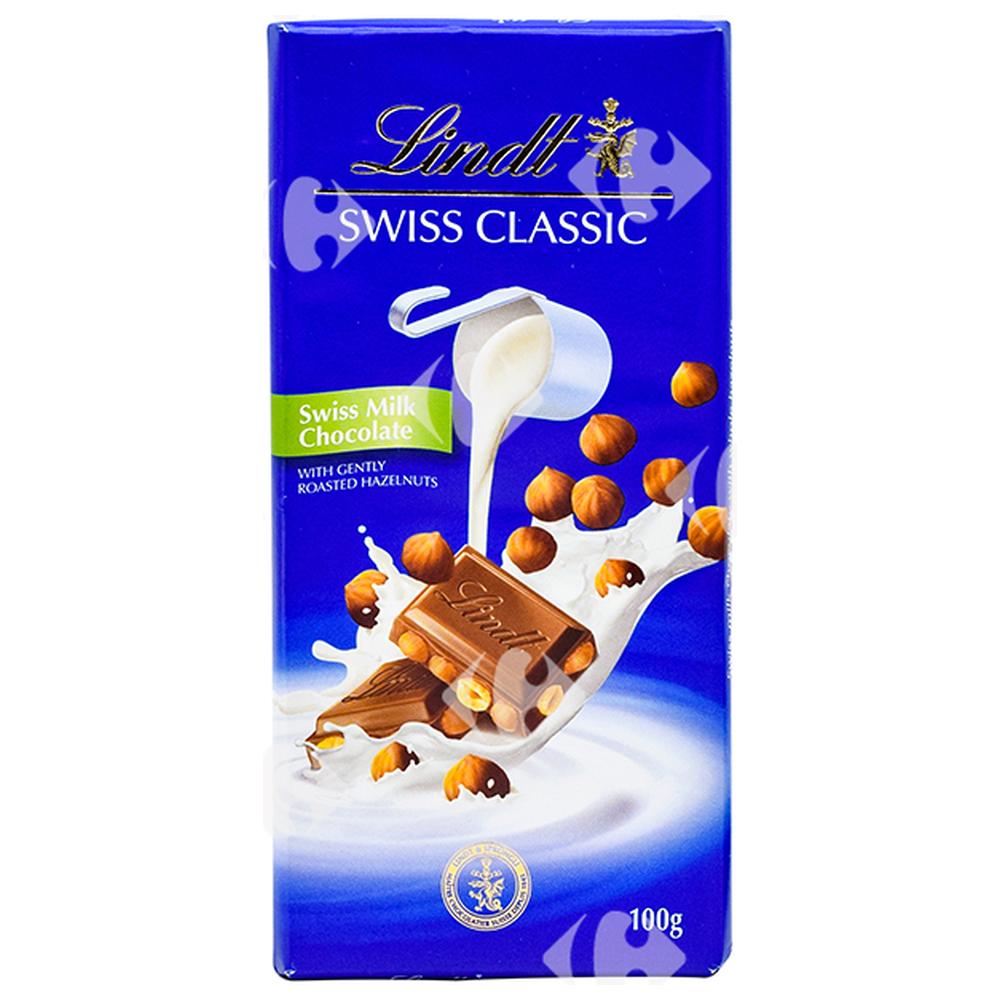 [70855] Tablette de Chocolat au Lait aux Noisettes Swiss Classic Lindt 100g