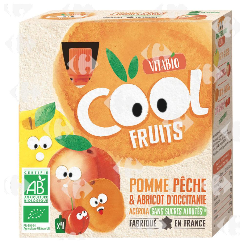 [683275] Gourde Cool Fruits Pomme Pêche et Abricot Acérola Bio Vitabio 4x90g